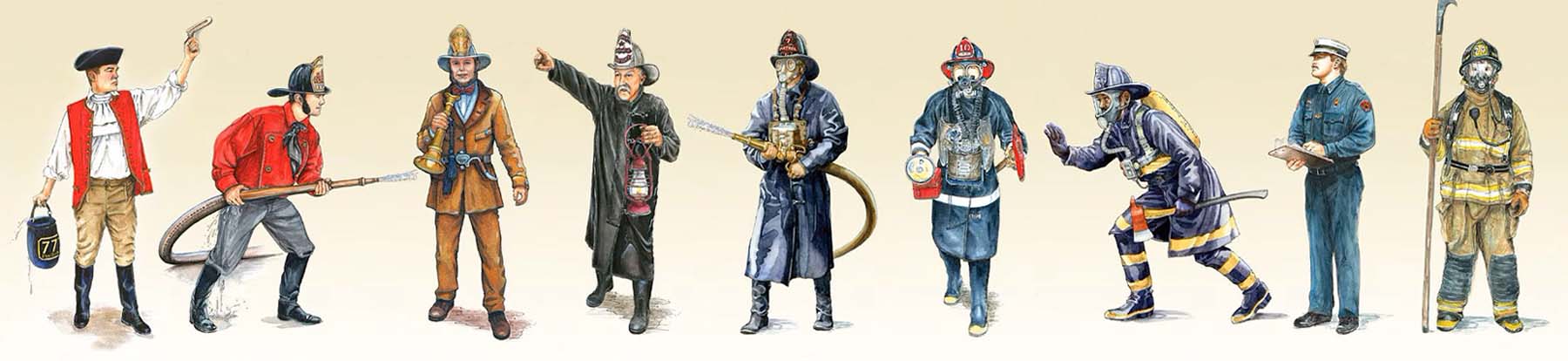 Firefighters's images through four centuries of firefighting history