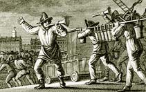 Colonial firefighting in the streets
