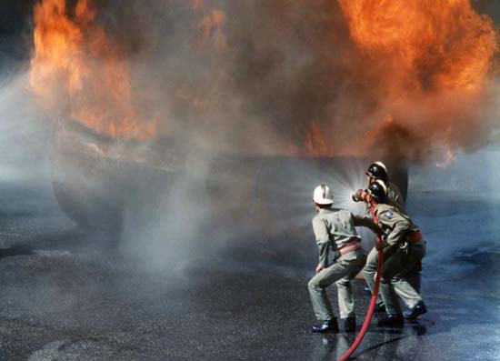 Firefighters in training in Argentina